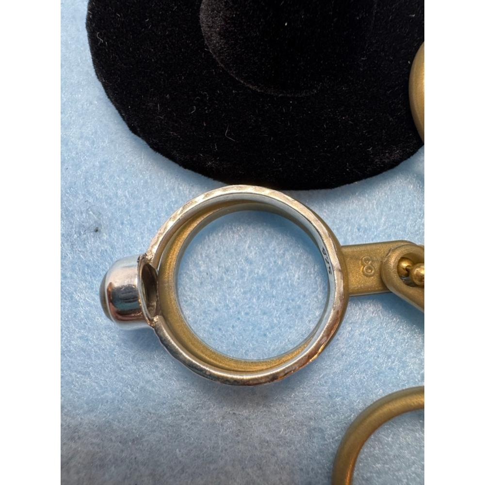 Silver Gray Iridescent Labradorite Ring Size 8 - image 5